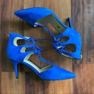 Marc Fisher 9 Blue strap heel zipper